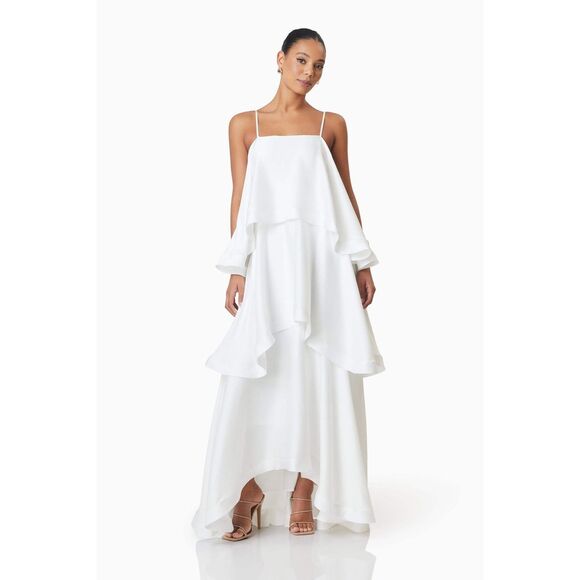 Elliatt Tilly Tiered Maxi Dress White bachelorette wedding Bridal size XL NWT - Picture 6 of 9